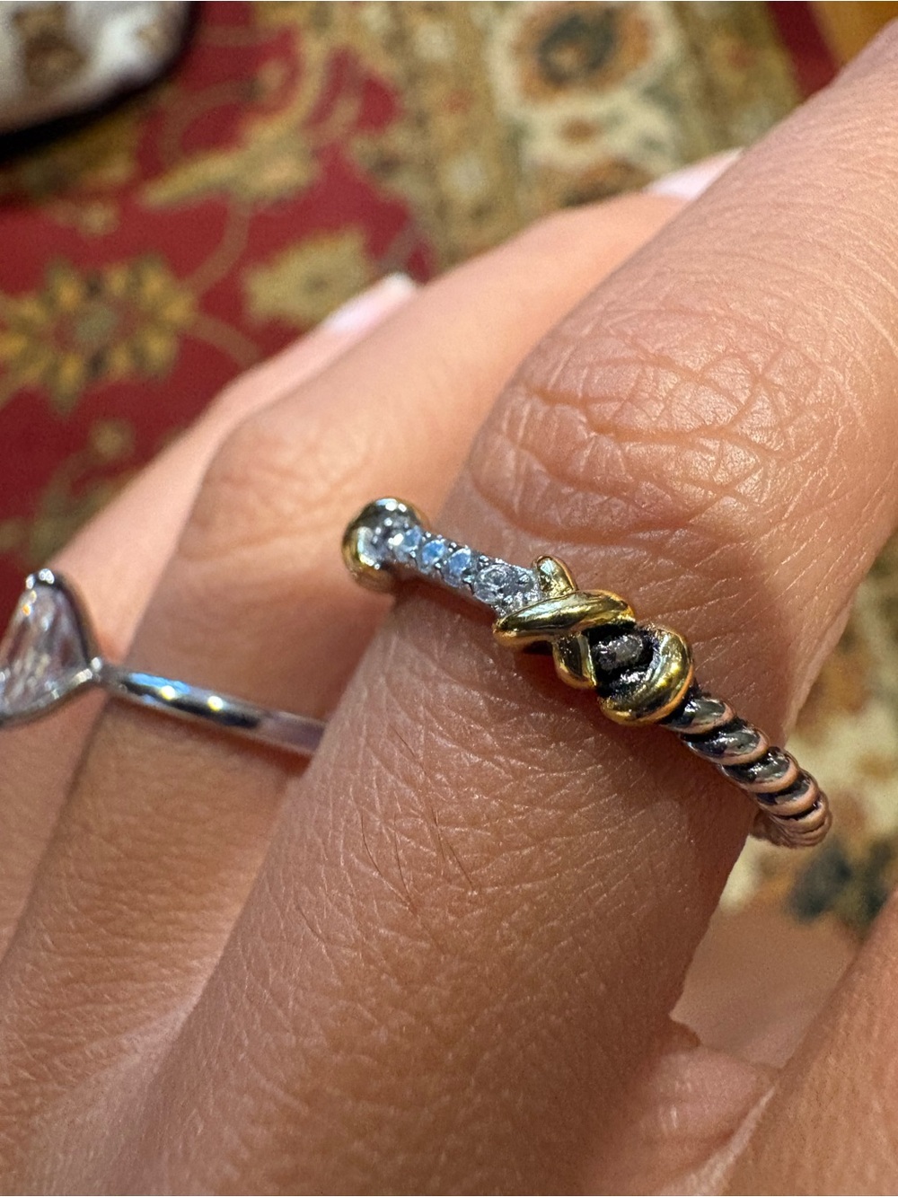 David Yurman Petite Helena Wrap Band Ring with 18K Yellow Gold and Pavé Diamonds
